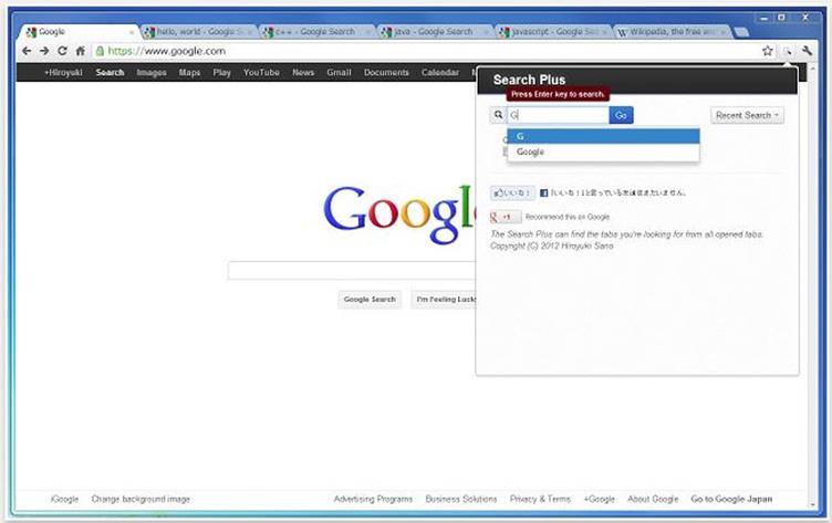 Search Plus Google Chrome extension